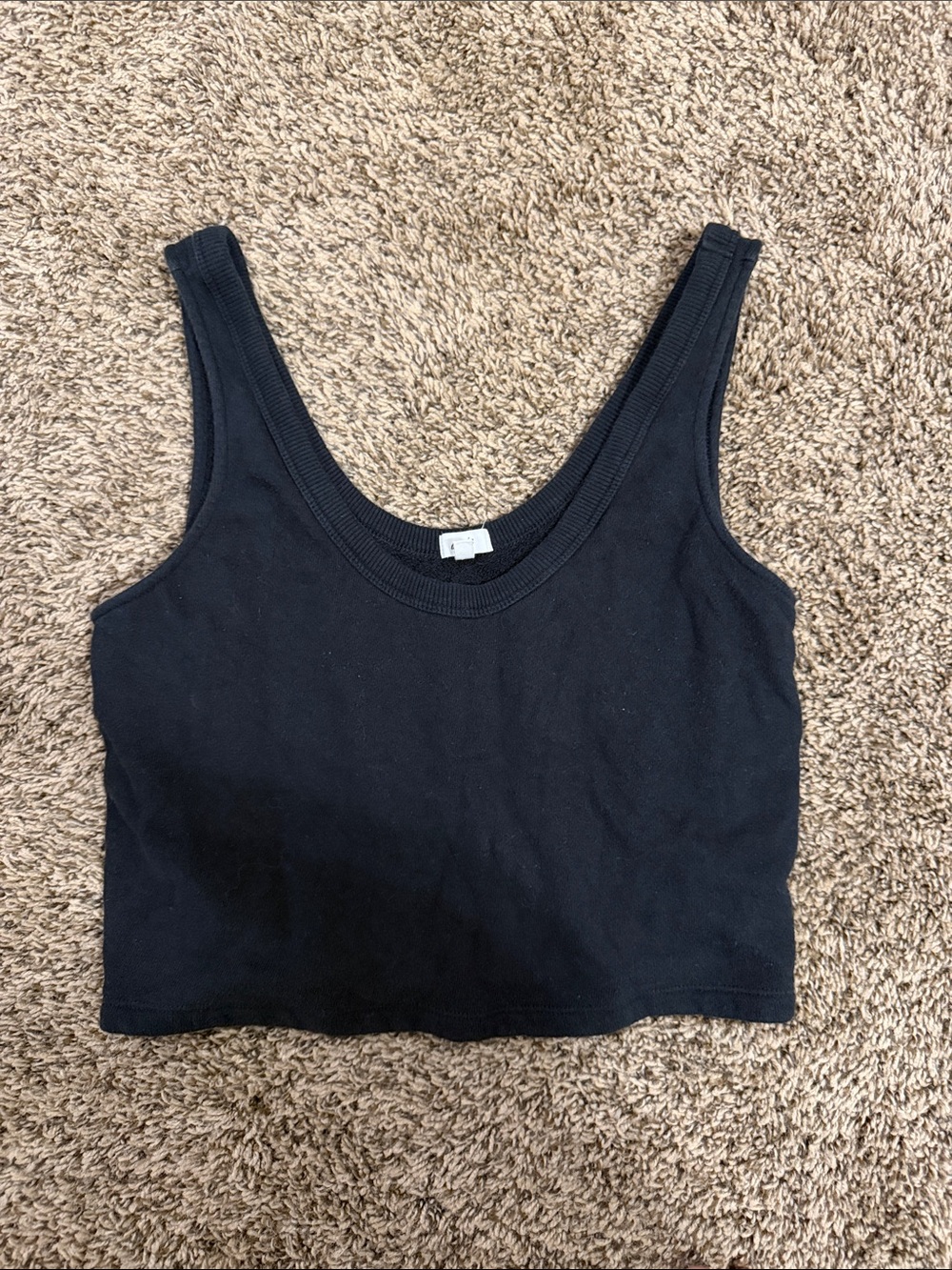aerie Black Scoop Neck Crop Tank